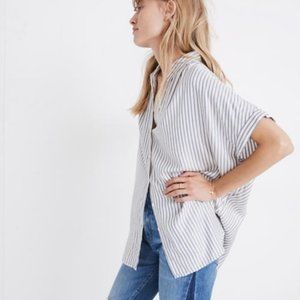 Madewell Drapey Central Shirt in Dalton Stripe Size Large Blue and White L